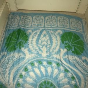 Blue and Green Patterned Sheer Scarf / Wrap